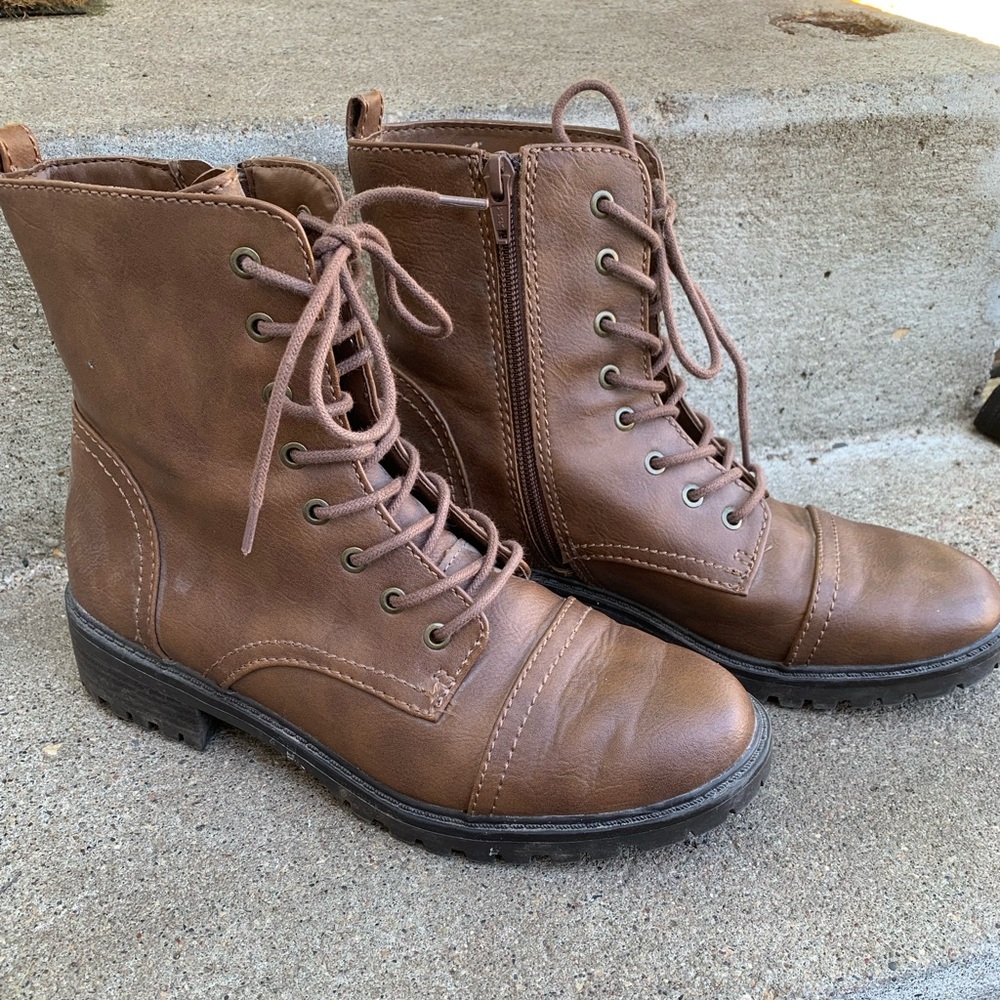 Faux Leather Women’s Combat Boots